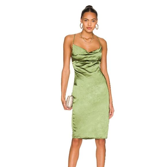 superdown Billie Drape Midi Dress in green NWT Size Small - Picture 2 of 3